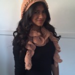 Vintage Rose Ruffle Scarf and Slouchy Beanie