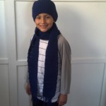 Navy Blue Scarf and Fitted Beanie - Image 2