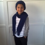 Navy Blue Scarf and Fitted Beanie